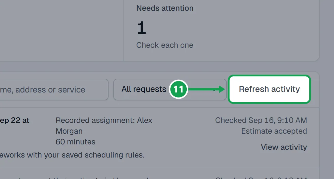 Step 11: Press Refresh activity to check again now. The part to press is outlined in green.