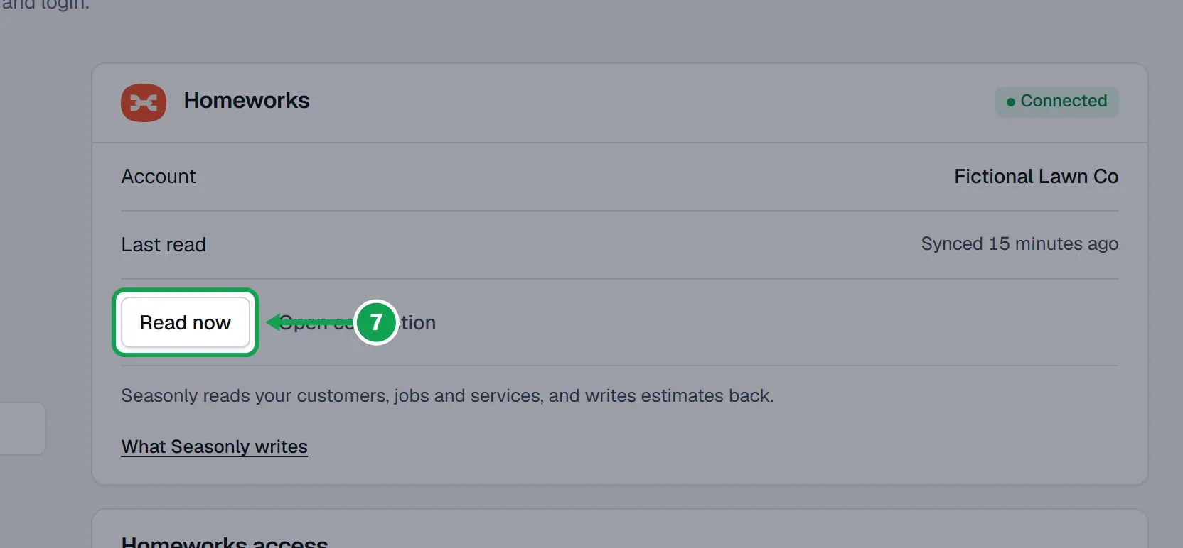 Step 7: Press Read now to read your customers again straight away. Customers shows the progress. The part to press is outlined in green.