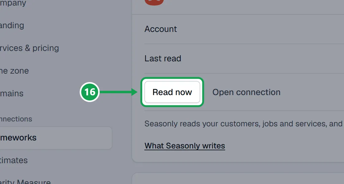 Step 16: Or open Settings, choose Homeworks and press Read now. The part to press is outlined in green.