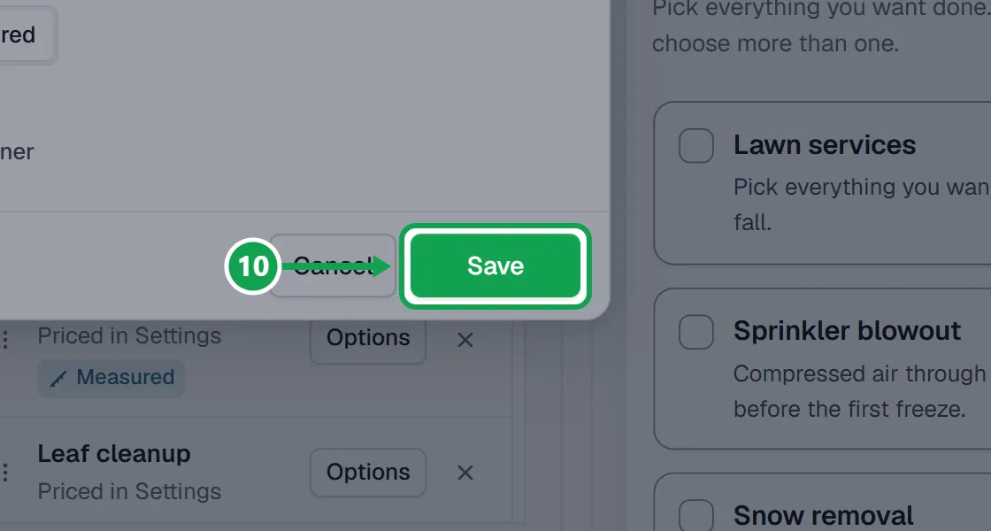 Step 10: Press Save. The part to press is outlined in green.
