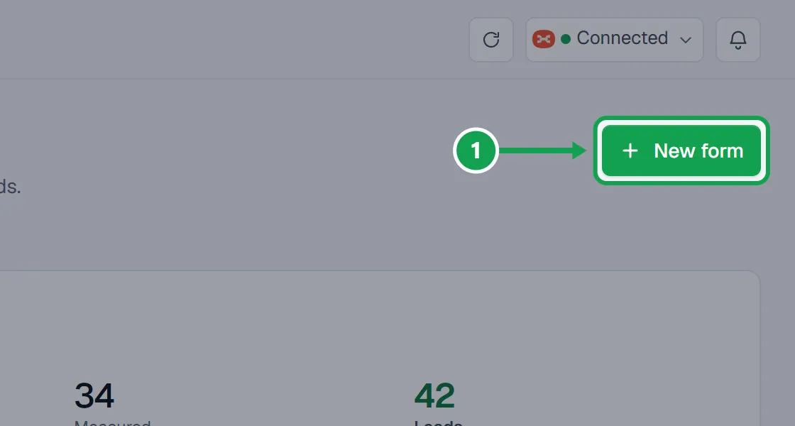 Step 1: Open Forms and press New form. The part to press is outlined in green.