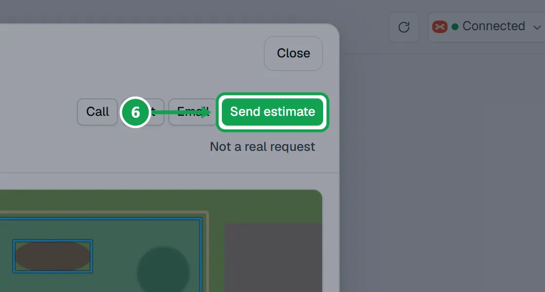 Step 6: When every line has a price, press Send estimate at the top of the request. The part to press is outlined in green.