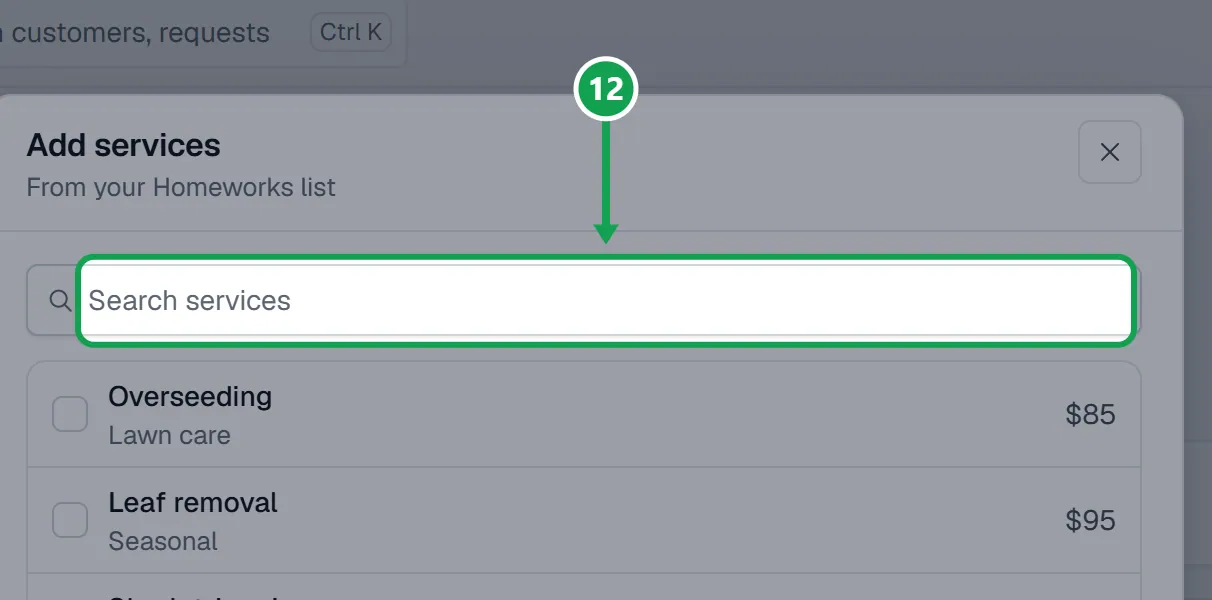 Step 12: Search for it again once the list has read Homeworks. The part to press is outlined in green.