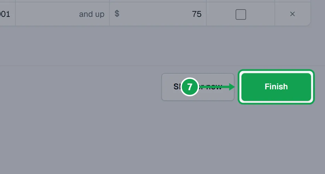 Step 7: Press Next between services and Finish at the end. Skip for now keeps a service as it is. The part to press is outlined in green.